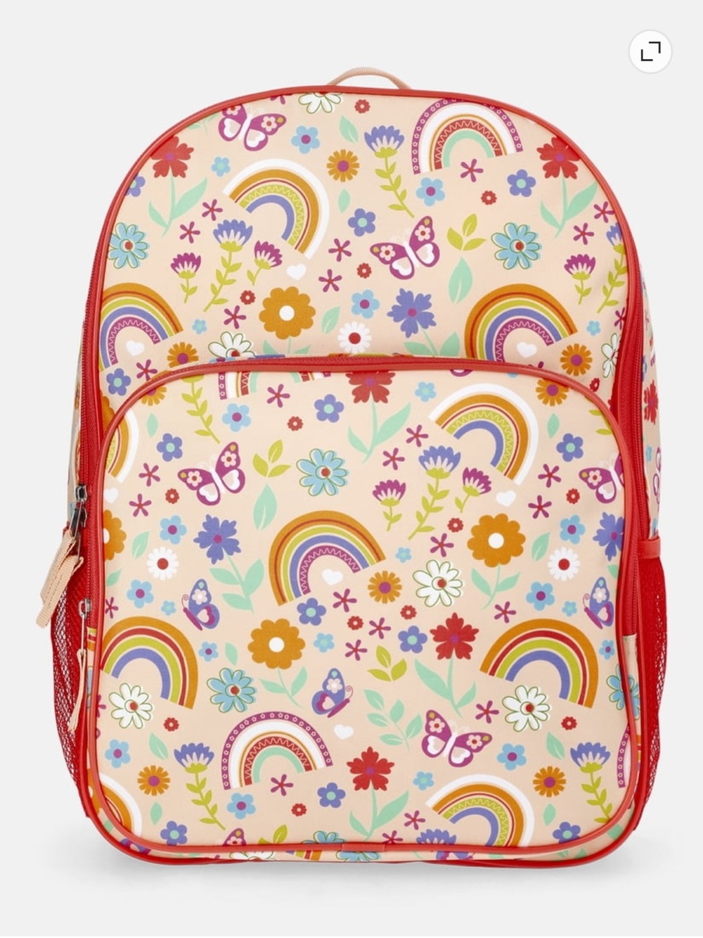 New wonder nation Kids Rainbow gardens Floral 17” Backpack Coral/Pink